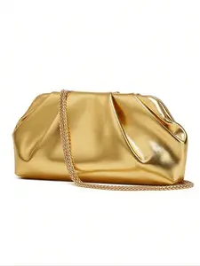Pleated Bag, Fashionable Shoulder Clutch, Fashion Elegant Evening Bag, High-End Glossy Design, Versatile Party Dress Accessory, Elegant Stylish Purse