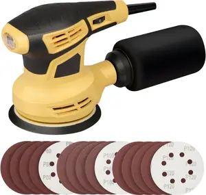 Random Orbital Sander, 2.4Amp 5-Inch Corded Palm Sander, Max 13000 OPM Electric Drywall Sander with 6 Variable Speed, 15 count Sandpapers and Dust Bag for Woodworking Sanding Polishing