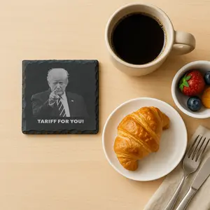 Donald Trump Coaster "Tariff For You" Engraved Slate Drink Coaster Funny Political Gag Gift