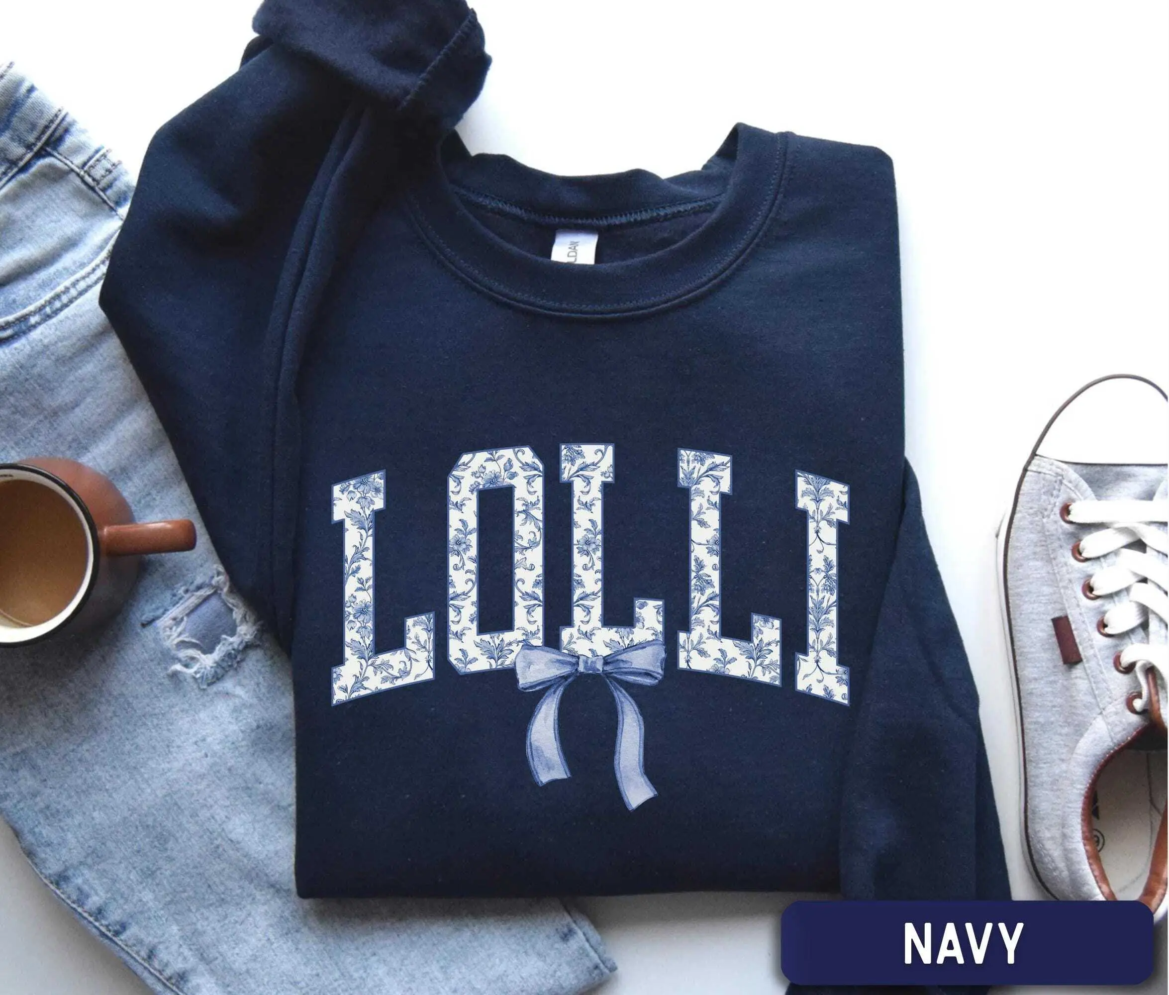 Floral Lolli Sweatshirt For Grandma, Floral Letter Crewneck, Cute Grandma Gift, Gift For Her, Grandma Sweater