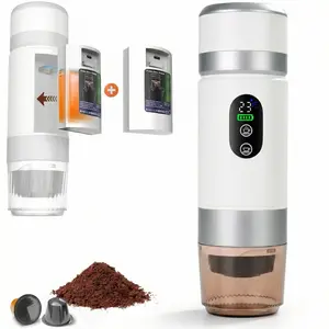 Portable Coffee Maker KF-JN-03 with Digital Display & 20 BAR Pressure – Hot & Cold Brew, Compatible with Coffee Grounds and Capsules, Compact Single-Serve Design with Transparent Cup & 60ml Tank