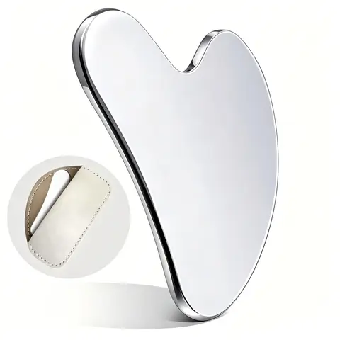 Stainless Steel Gua Sha Facial Sculpting Tool - Anti-Wrinkle Facial Massage for Tightening, Firming/Lifting, Reducing Wrinkles, Circulation Boost; At-Home Face, Neck & Body Glide; Relaxing Holiday Birthday Gift