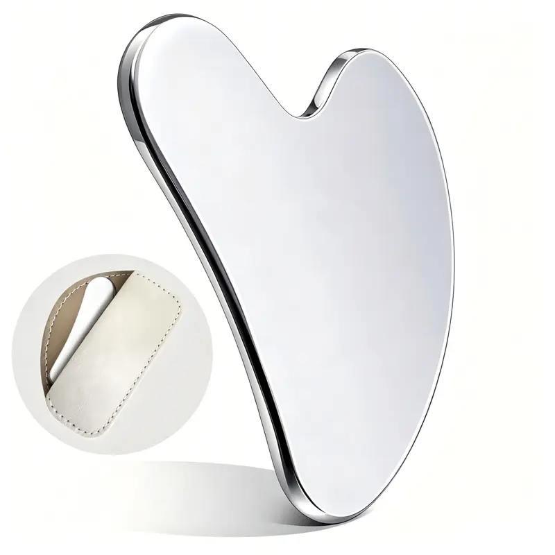 Stainless Steel Gua Sha Facial Sculpting Tool - Anti-Wrinkle Facial Massage for Tightening, Firming/Lifting, Reducing Wrinkles, Circulation Boost; At-Home Face, Neck & Body Glide; Relaxing Holiday Birthday Gift