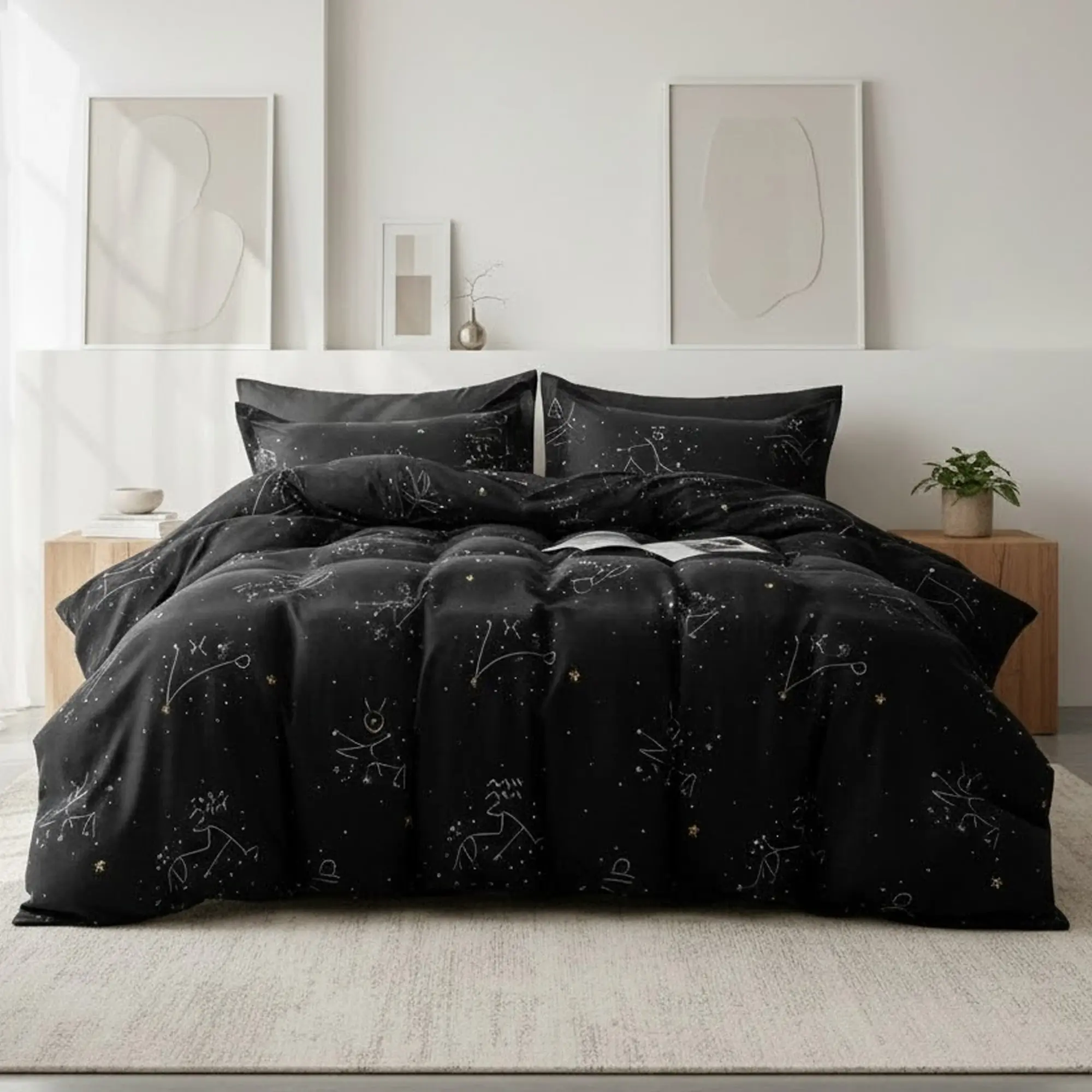 Breathable Constellation Microfiber Bedding Set – Ultra Soft, Smooth & Durable Duvet Cover Set with Zipper Closure and Corner Ties, Wrinkle-Free, Fade-Resistant, Stain-Resistant ,Easy-Care Comforter Cover for Bedroom, Guest Room & Kids Room