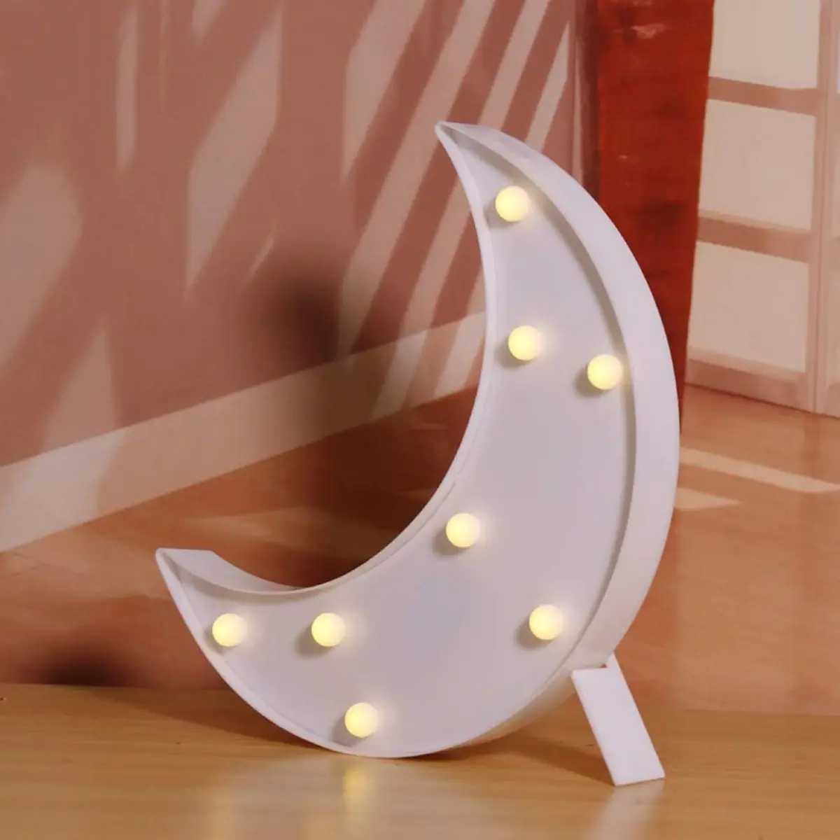 Decorative LED Crescent Moon Marquee Sign, Moon Marquee Letters with LED Lights, Nursery Night Lamp Gift, Ramadan Home Decoration