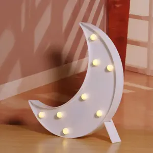 Decorative LED Crescent Moon Marquee Sign, Moon Marquee Letters with LED Lights, Nursery Night Lamp Gift, Ramadan Home Decoration