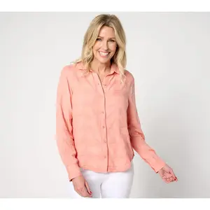 Side Stitch Long Sleeve Button Down Shirt