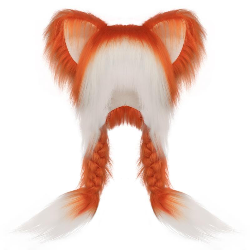 Valentine's Day gift recommendation—a soft, plush animal ear hat with braids, perfect for cosplay and winter party looks, available in white and pink.