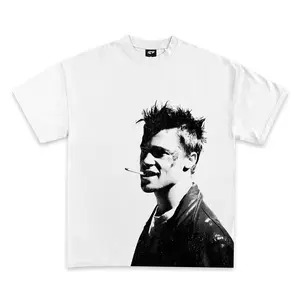 Print Brad Pitt Graphic T-Shirt for Men - Cotton/Polyester Blend - Top, Womenswear
