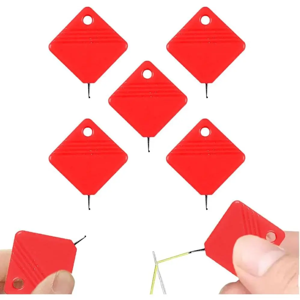 Automatic Needle Threader,2024 New Sewing Machine Needle Threader,Plastic Needle Threaders,Square Shape Easy Needle Threaders Tool (Red-5 PCS)
