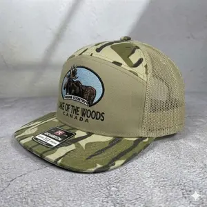Embroidered Vintage Lake of the Woods Canada Moose Country Camouflage Snapback Hat