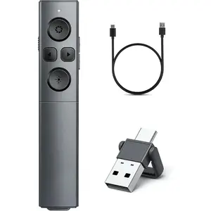 2-in-1 USB Type C Presentation Clicker, Rechargeable  Presenter Remote, Clicker for PowerPoint Presentations, Pointer for Presentations Slide Advancer with Volume Control for ,, PPT