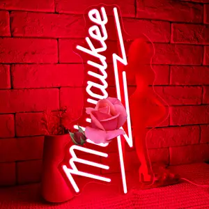 Milwuakiee Tool LED Neon Sign, Dimmable Garage Neon Light for Man Cave, USB Powered Workshop Wall Decor, Mechanic Repair Shop Bar Atmosphere Light, Gift for Him fathersdaygiftideas