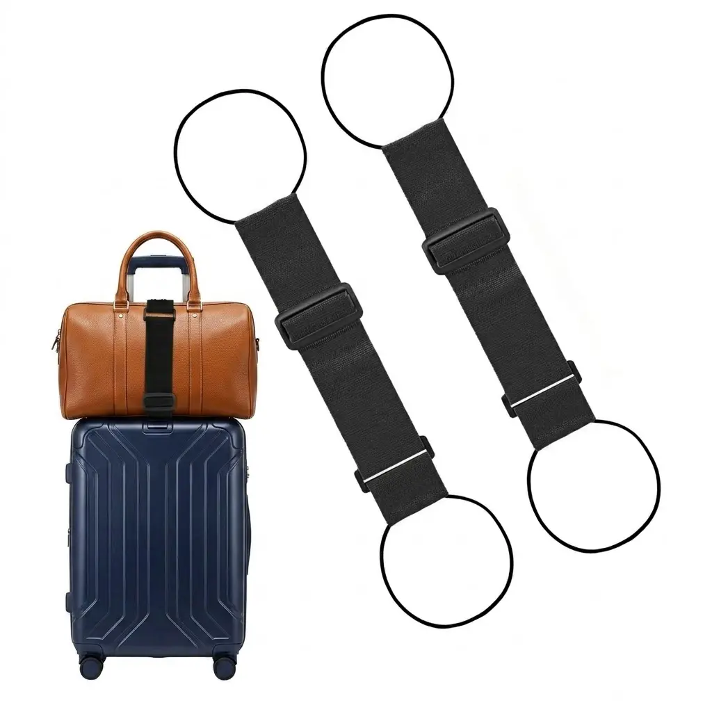 2 Pack Heavy Duty Luggage Straps for Suitcases, Adjustable Travel Bag Connector & Elastic Belt, Anti-Theft Luggage Accessories for Travel