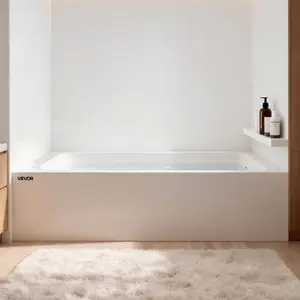 VEVOR Alcove Bathtub, 48x 30 Contemporary Alcove Acrylic Bathtub, Soaking Bath Tub with Left Hand Drain and Overflow Hole, Large Rectangular Deep Soak Tub for Bathroom with Integral Flange, White