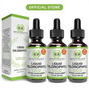 Liquid Chlorophyll Drops 1-4 Bottles Set (4-12 Month Supply) Healthcare Supplement - Natural Body Deodorant and Detox - Gut Support Healthcare Liver [BFNFVOLFNT]