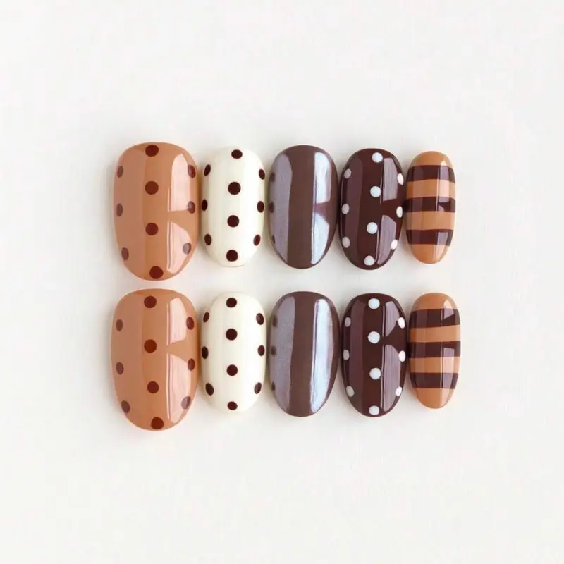 10 Pcs Handcrafted Acrylic Press On Nails, Toi toi Nail,