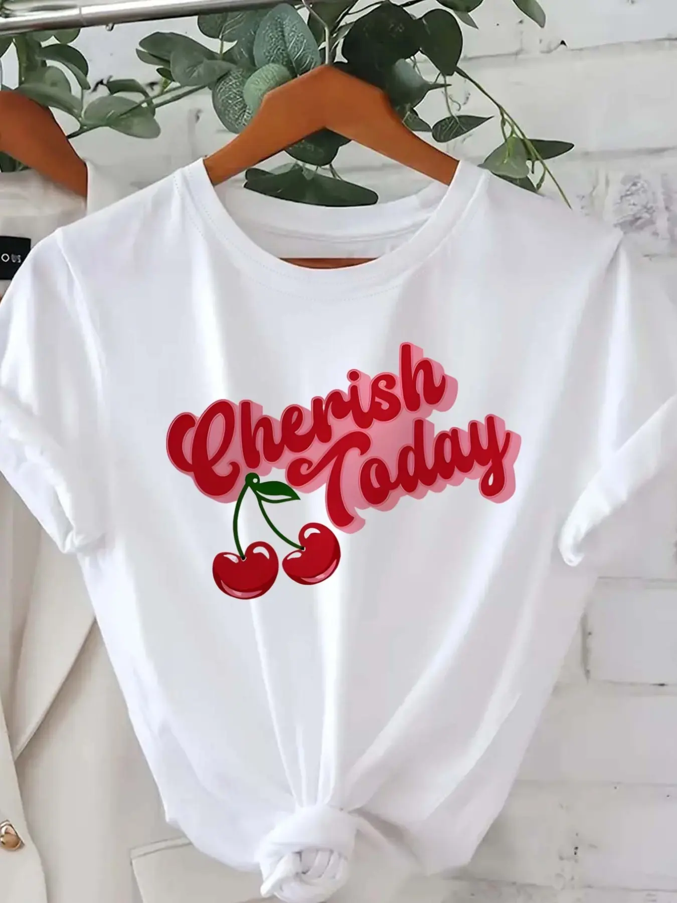 Women's Cute Cherry Graphic T-Shirt - Tee with Red