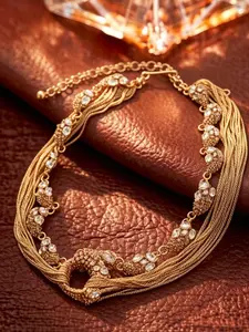 European classical colorful woven necklace, with multiple strands of metal chains outlining elegant curves, suitable for daily commuting, dinners and dates, and is also an exquisite gift to convey feelings