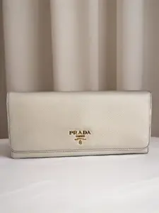 Pre-owned PRADA Leather Small Leather Goods Saffiano Long Wallet