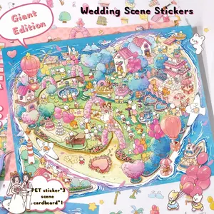 Island Wedding HUGE Sticker Scene Kit – 12" x 9.8" oversized tropical wedding diorama stickers for scrapbooking, wedding albums, invitations, and DIY crafts. Includes palm trees, flowers, and ceremony details. Self-adhesive, precision die-cut,