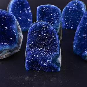 Natural Crystal Stone Ornament, 1 Count Mini Blue Unique Crystals Cluster, Fengshui Ornament, Home Decor for Living Room, Bedroom, Office, Bookshelf, Desk