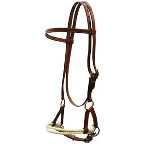 Leather Double Stitched Side Pull w/ Rope nose