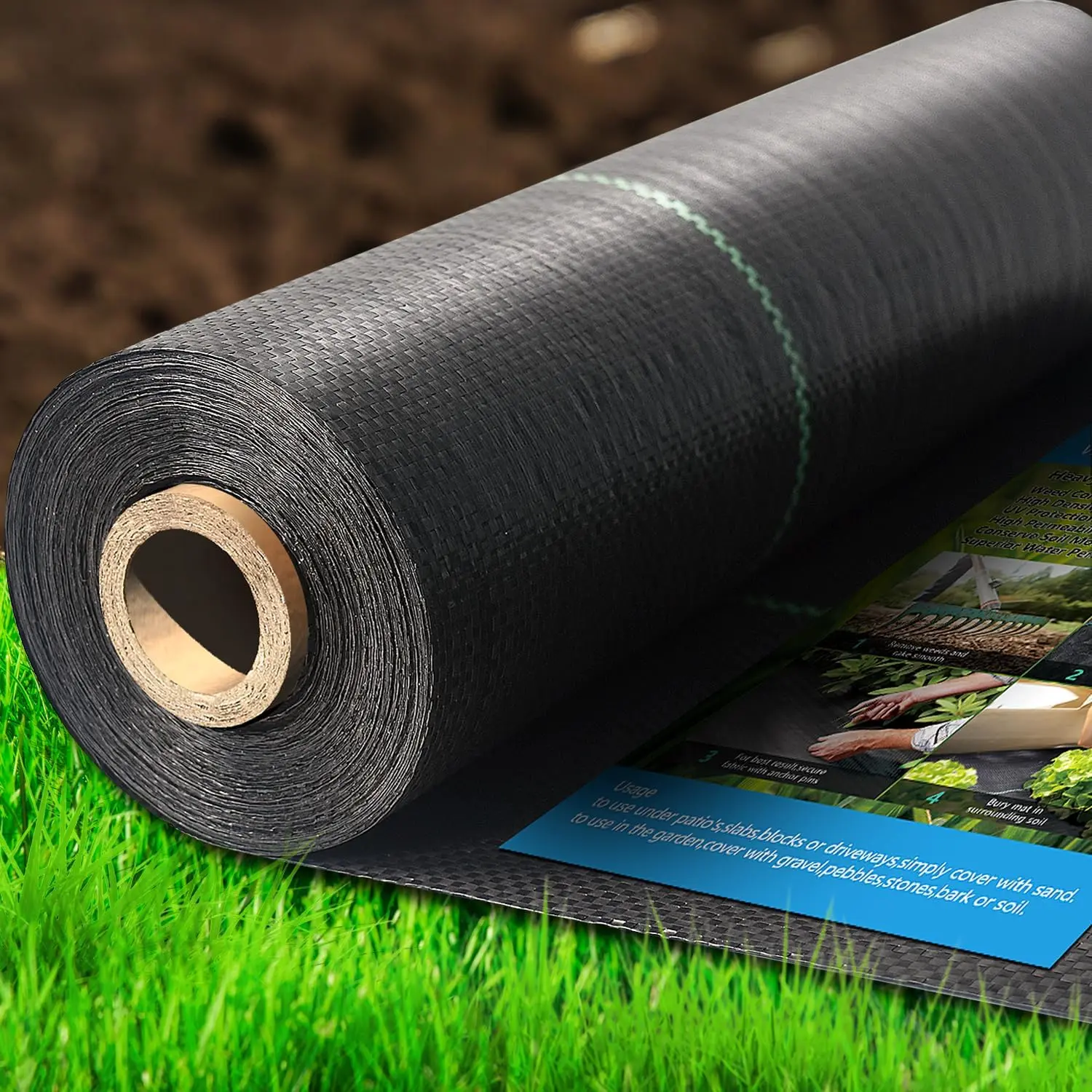 Weed Barrier Landscape Fabric Heavy Duty,Garden Fabric Weed Barrier,Black Mulch for Landscaping, Weed Blocker Fabric Garden Bed Cover Garden Supplies (1.3ft x 50ft)