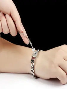 Stainless Steel Couple Heart Lock Bracelet Necklace Set, Fashion Elegant, Perfect Gift for Couples, Daily Wear Jewelry