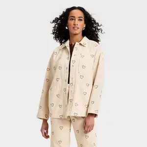 Women's Heart Embroidered Chore Denim Jacket - Universal Thread