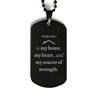 Nebraska is my home Gifts, Lovely Nebraska Birthday Christmas Black Dog Tag For People from Nebraska, Men, Women, Friends