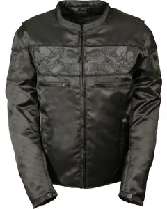 Milwaukee Leather Men's Reflective Skulls Textile Jacket - Mpm1730-Black