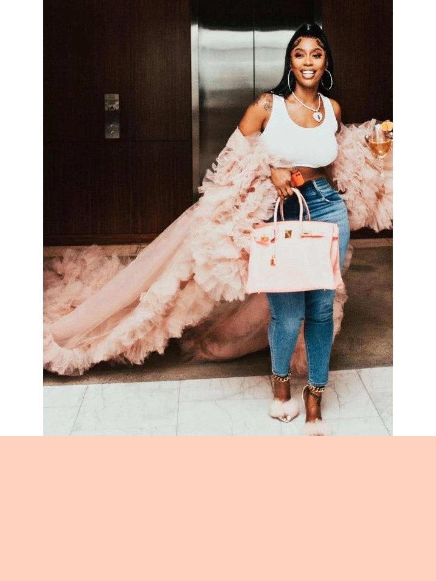 KASHDOLL in Mauve Tulle Robe with a Train