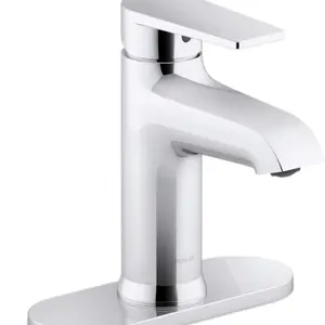 KOHLER 97061-4-CP Hint Single Handle Bathroom Sink Faucet, Escutcheon Faucet, Polished Chrome