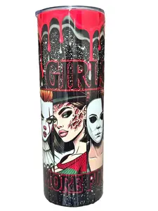 Bad Girls Have More Horror Fun - 20oz oz 20 oz. 20oz. Skinny Sublimation Water Bottles Tumbler - Amy's Tumbler Junkies - Your Favorite Tumbler Shop!