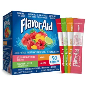 Flavor Aid Aguas Frescas Singles To Go Variety Pack, Powdered Drink Mix, 1 Box (50 Single Servings)