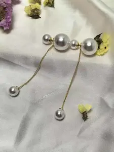 Women's Two-Sided Pearl Dangle Earrings, Hypoallergenic Pearl Thread Earrings, Perfect for Daily, Office, and Casual Wear