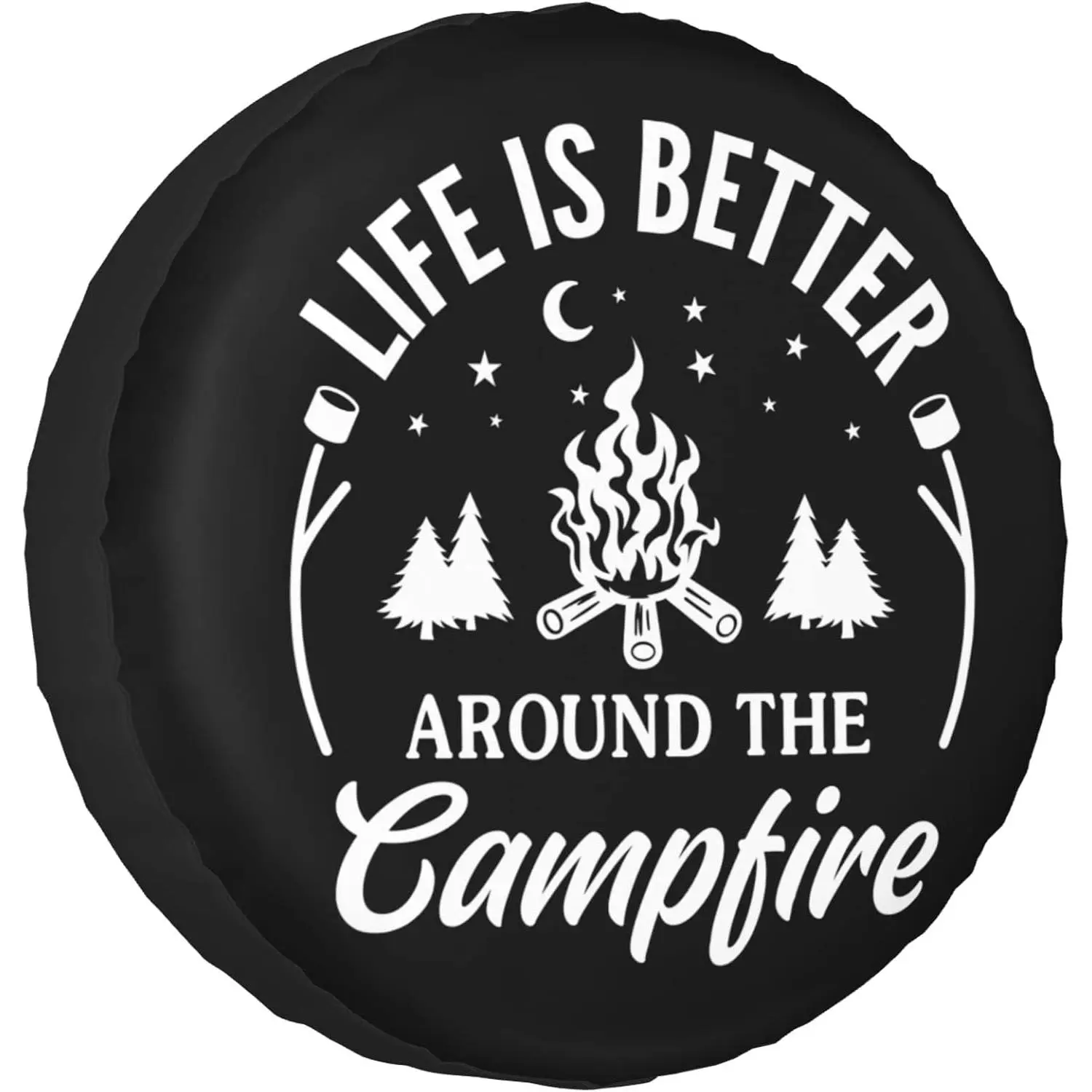 Life is Better Around The Campfire Rv Spare Tire Cover for RV Trailer Camper Wheel Protectors Weatherproof Universal for Trailer Rv SUV  Travel  (14 inch)