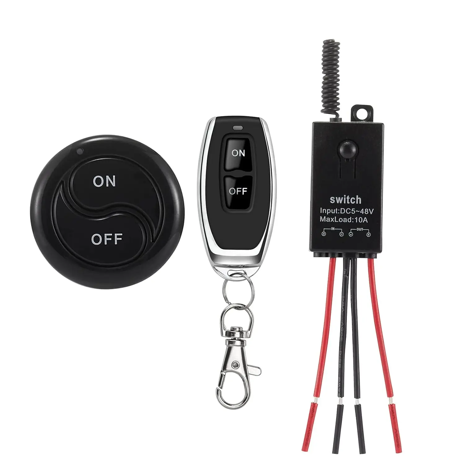 Mini   12V,5V/12V/48V/10A Relay Remote  for Lights,328FT Long Range for Ceiling Lights, Lamps, Industrial Control and  Fields.