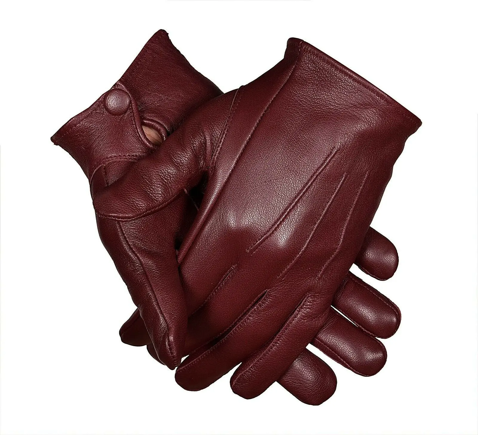 Pure Leather Unlined Dress/Driving Gloves with Snaps Perfect Fit Premium Soft