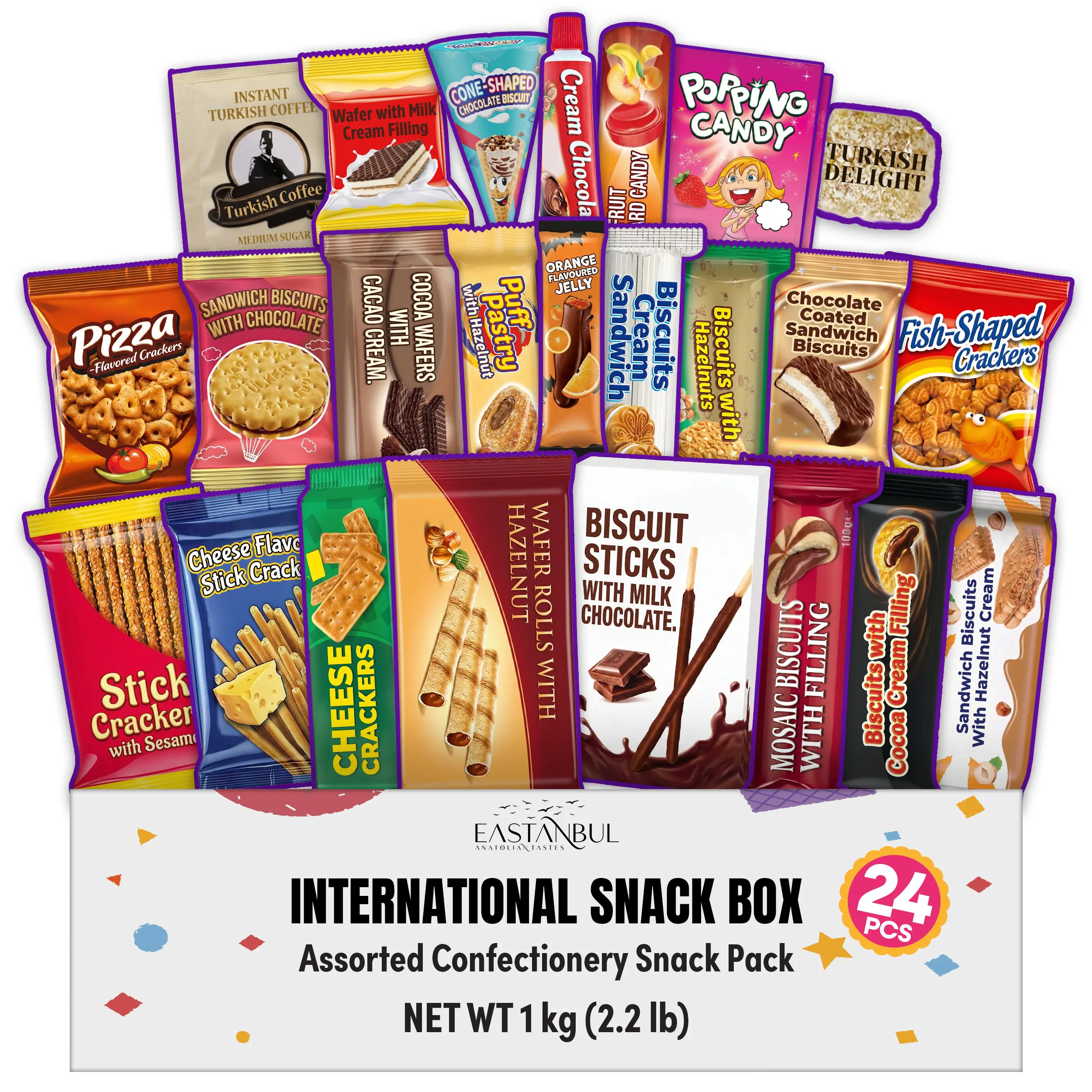 Eastanbul International Snack Box, Foreign Snack Box, Food Gifts,24 Pieces