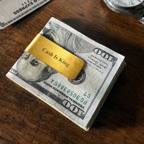 Men's Minimalist Lightweight Stainless Steel Money Clip Wallet - Simple Men's Wallets with Card Slot, Laser Print Engraved "Fuck You Money" Quote, Basic Elegant Business Cash & Card Holder, Durable Funny Gift for Entrepreneurs