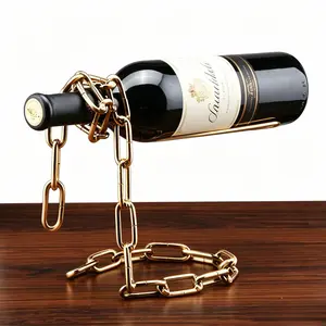 Magic Floating Chain Wine Bottle Holder | Nordic Abstract Art Decor  Welded Solid Structure, Gravity Defying Wine Rack for Home Bar