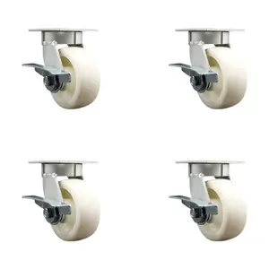 Service Caster SCC-KP30S520-NYR-SLB-4 Kingpinless Nylon Swivel Top Plate Caster with 5 x 2 in. White Wheels - 3600 lbs Total Capacity - Set of 4