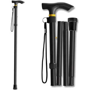Foldable Adjustable Collapsible Cane - High-Strength Metal Durable Walking Stick, Indoor/Outdoor Mobility Aid for Seniors (Sports & Outdoor Camping & Hiking Accessory), Durable Walking Sticks