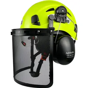 4 in 1 Forestry Helmet with Visor Mesh Face Shield Ear Muffs,Chainsaw Hard Hat for Arborist Tree Work Logging Protection
