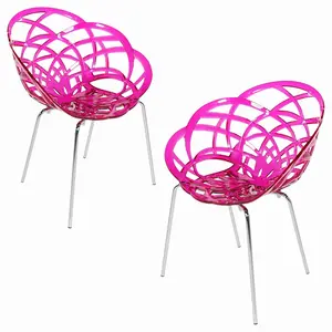Furnish Theory Transparent Purple Dining Armchairs Set With Chrome-Plated Steel Legs And UV-Stabilized Polycarbonate Shell