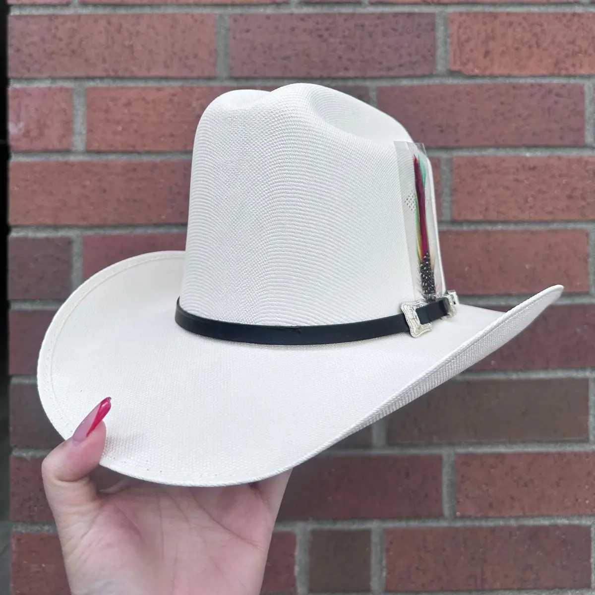 El Viejonon Cowboy Hat - White, Wide Brim, Adjustable Black Band, Classic Design