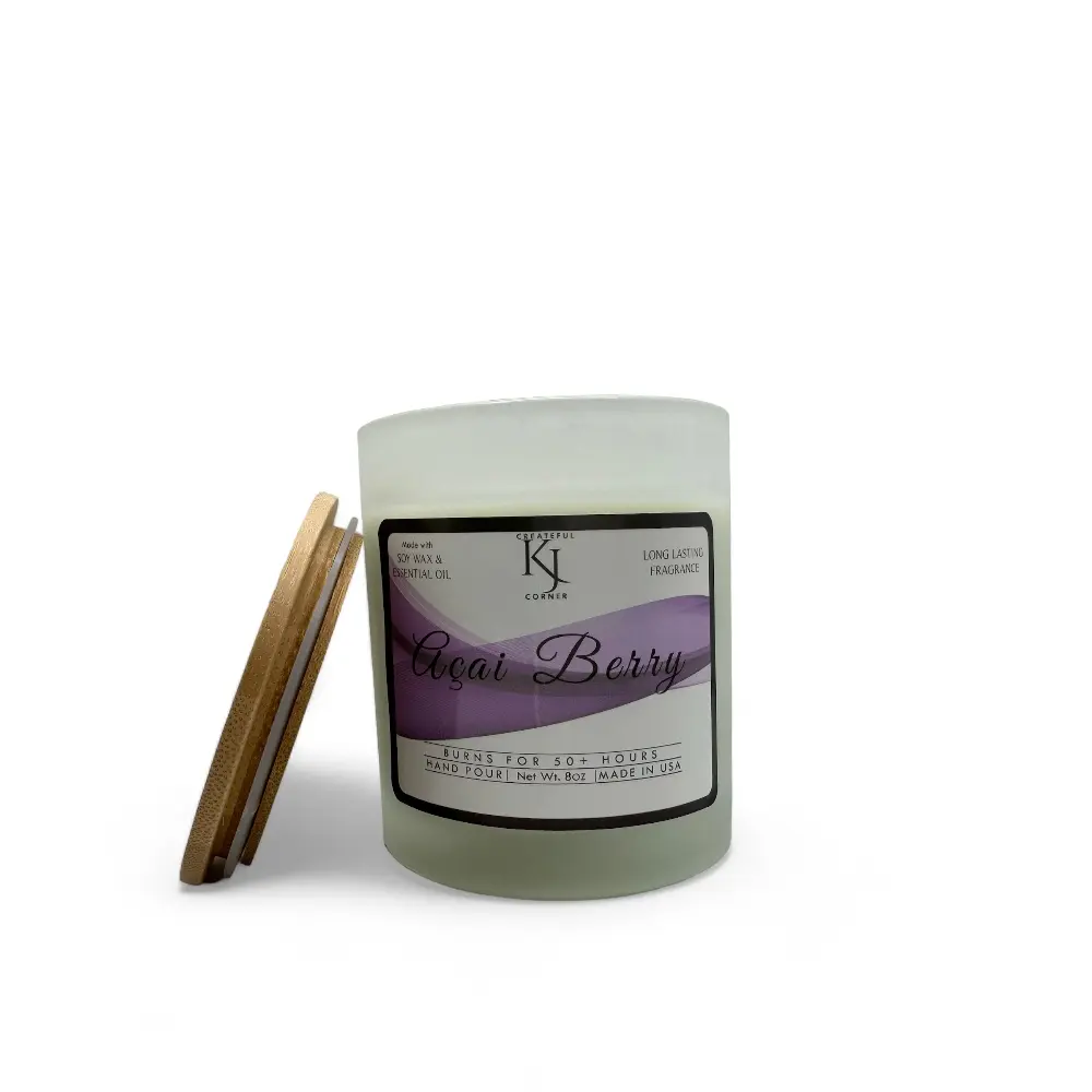 Açai Berry Soy Wax Candle - Hand Poured with Essential Oil (Customized Labels) Aroma