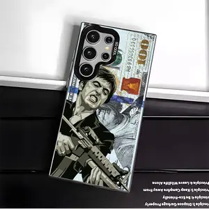 Creative Scar Face Painted Pattern Phone Case for SAMSUNG GALAXY S22 S23 S24 FE ULTRA PLUS Hard TPU PET PC Black White Stylish Gift Ideas Anti-drop Cellphone Protective Case Shockproof Protector Mobile Phone Cover